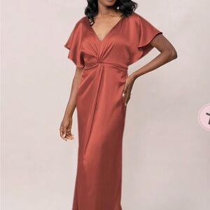Revelry Gwen Satin Dress - Cinnamon Rose
